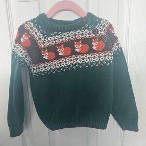 Gymboree Green Sweater with Foxes 2t